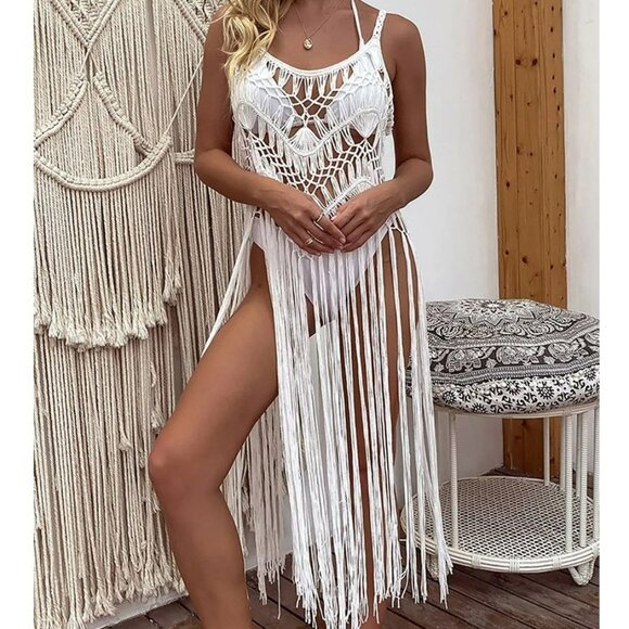 Altar'd State Other - ATLTAR'D STATE Hollow Out Fringe Tassel Knitted Crochet Tunic STA599-23 S/M NWT